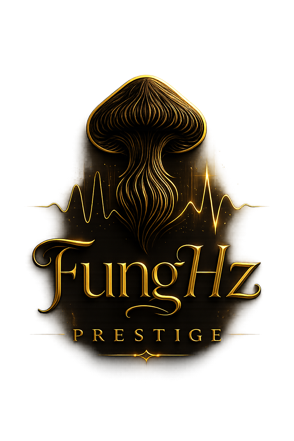 FungHz Prestige luxury gold logo on black background